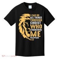 Christian I Can Do All Things Through Christ Lion Faith Kids T-Shirt thumb 0