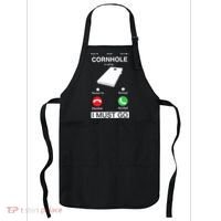 Cornhole Is Calling And I Must Go Funny Phone Screen Humor Apron thumb 0