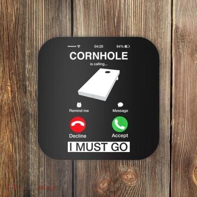 Cornhole Is Calling And I Must Go Funny Phone Screen Humor Coaster