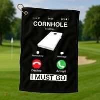 Cornhole Is Calling And I Must Go Funny Phone Screen Humor Golf Towel thumb 1
