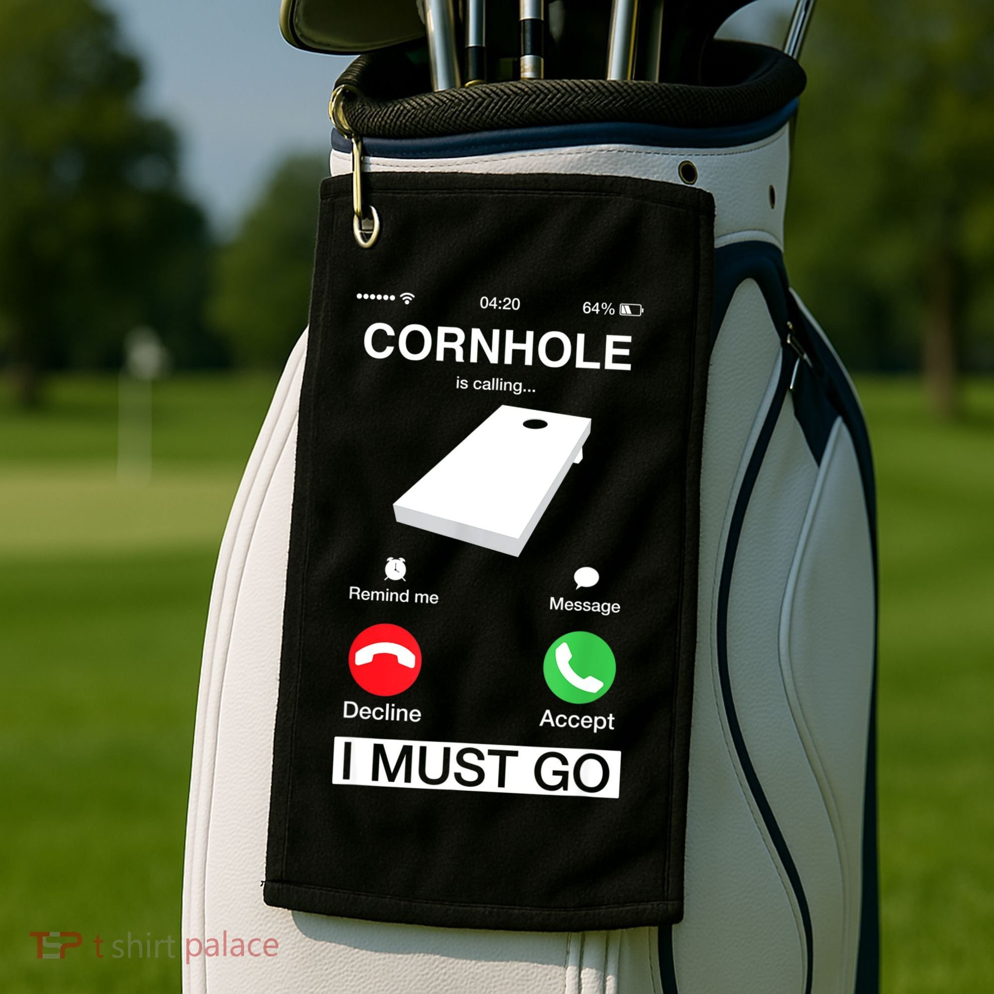 Cornhole Is Calling And I Must Go Funny Phone Screen Humor Golf Towel
