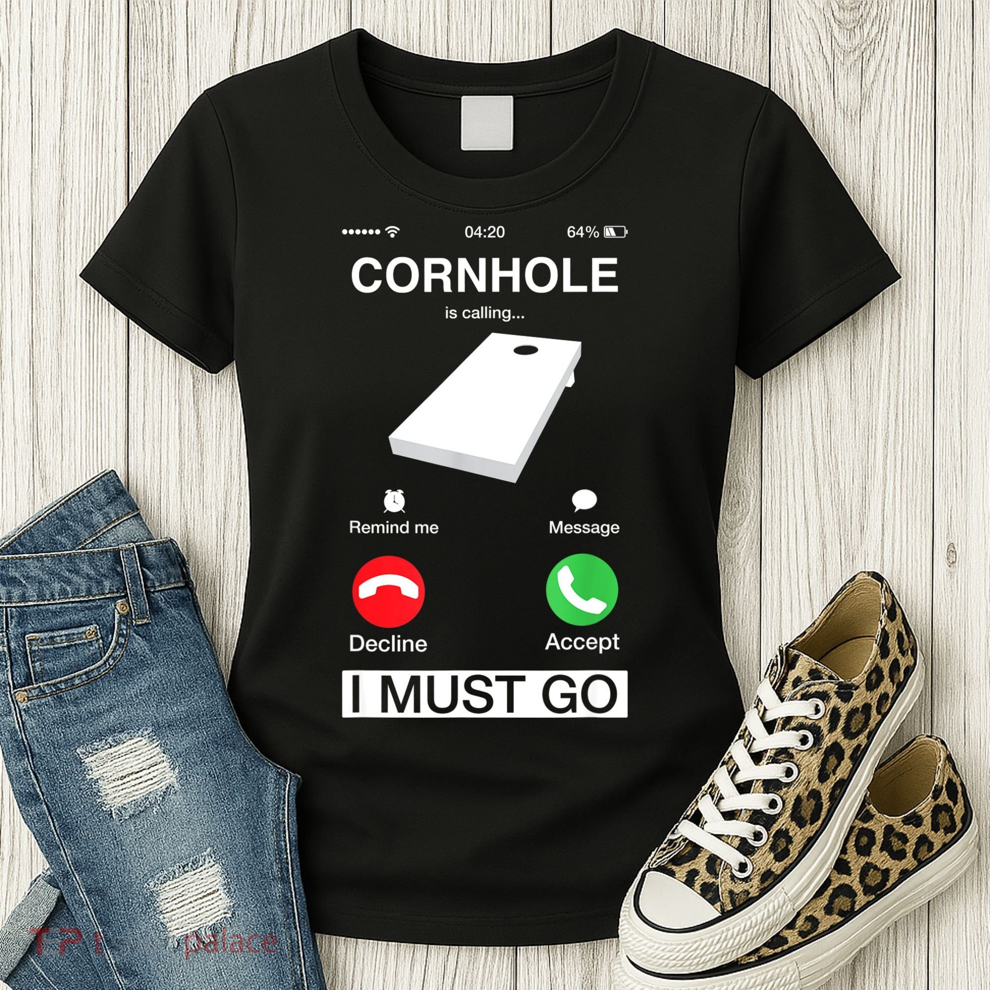 Cornhole Is Calling And I Must Go Funny Phone Screen Humor Women's T-Shirt