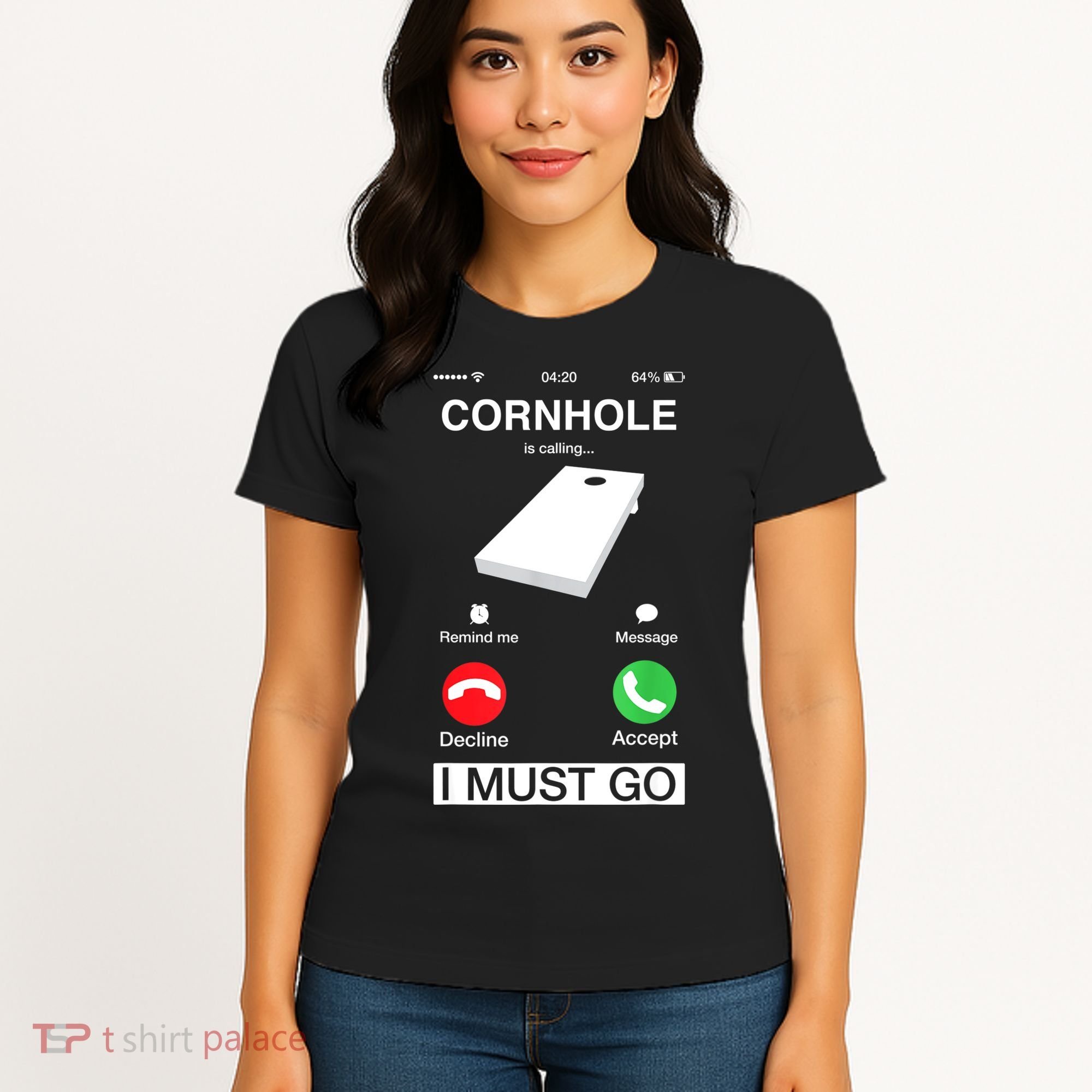 Cornhole Is Calling And I Must Go Funny Phone Screen Humor Women's T-Shirt