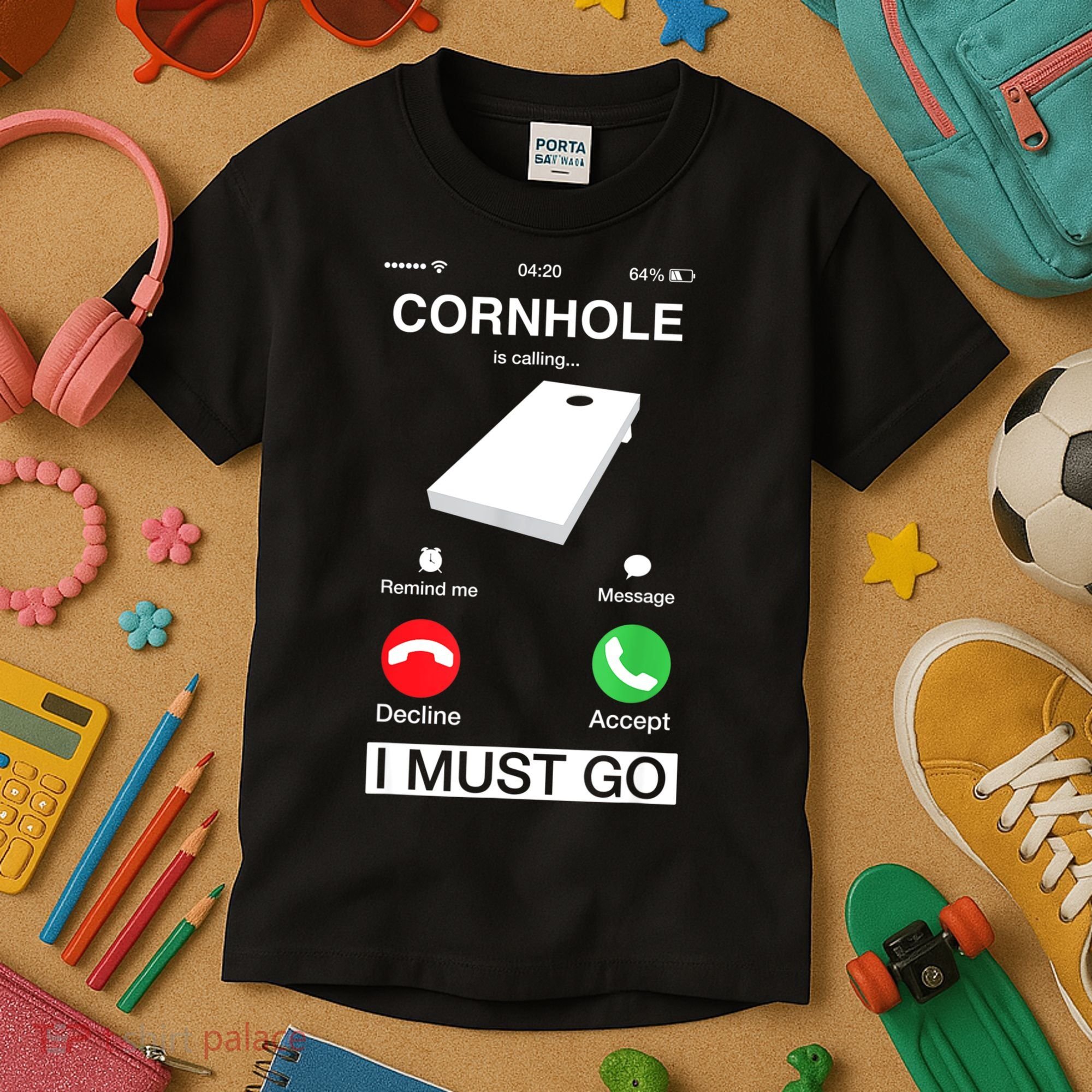 Cornhole Is Calling And I Must Go Funny Phone Screen Humor Kids T-Shirt