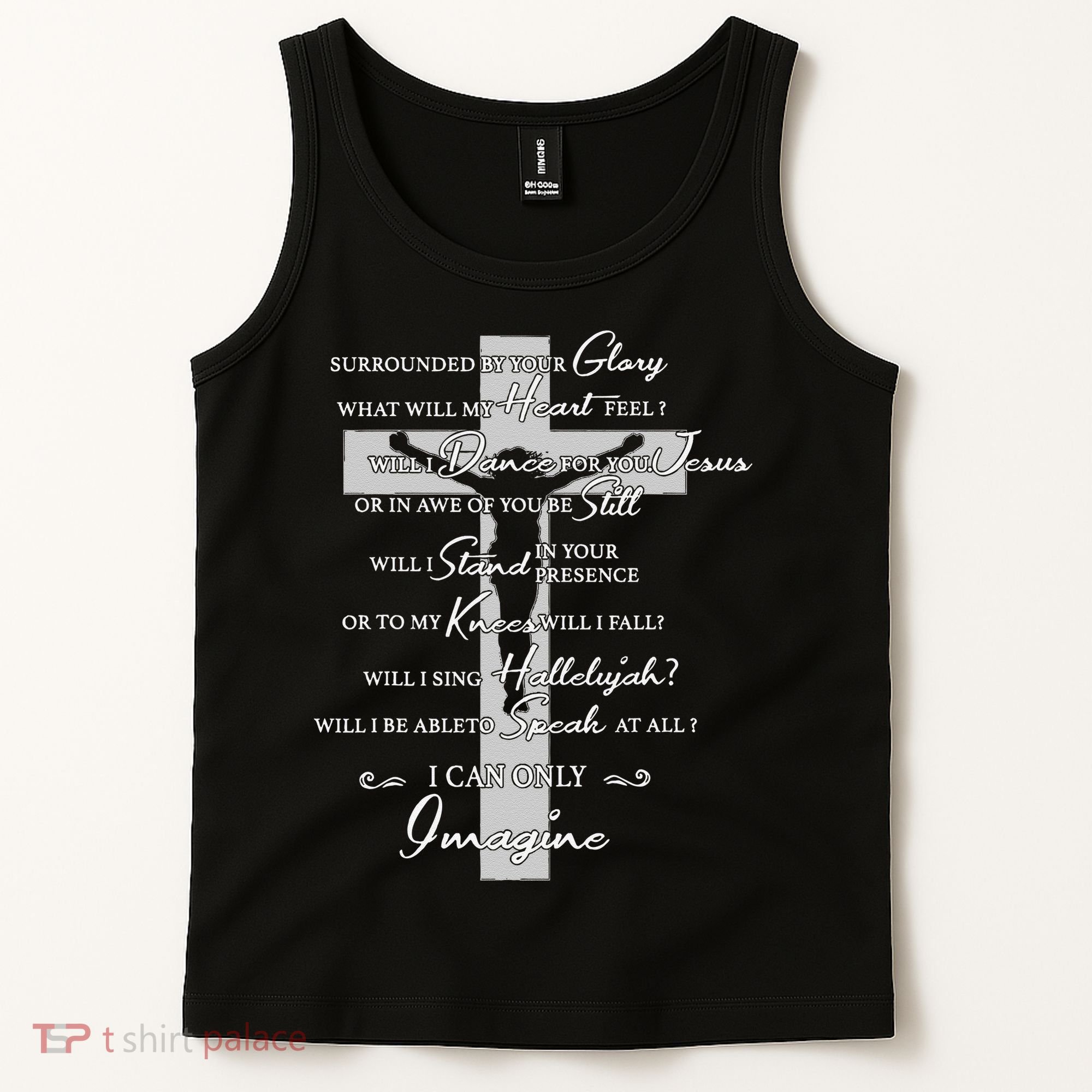 Cross I can only Jesus imagine Christian Religious Tank Top