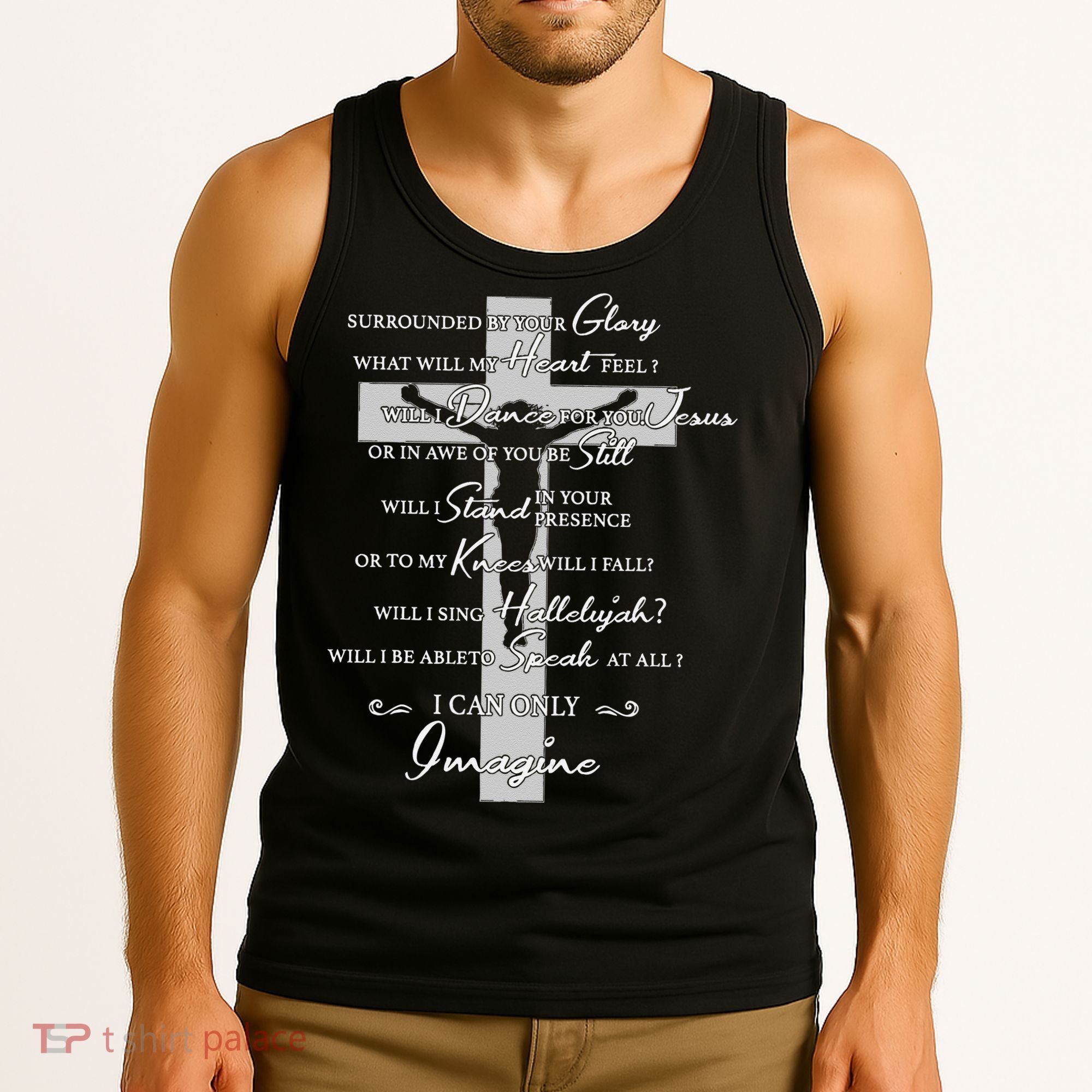 Cross I can only Jesus imagine Christian Religious Tank Top