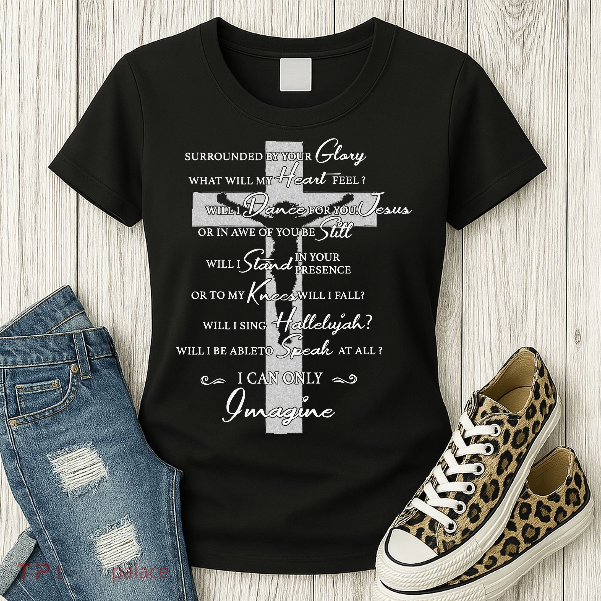 Cross I can only Jesus imagine Christian Religious Women's T-Shirt