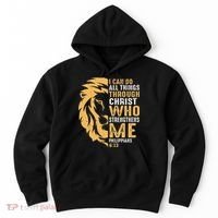 Christian I Can Do All Things Through Christ Lion Faith Hoodie thumb 0