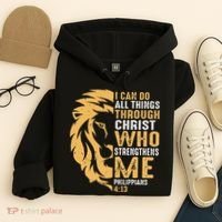 Christian I Can Do All Things Through Christ Lion Faith Hoodie thumb 4