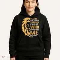 Christian I Can Do All Things Through Christ Lion Faith Hoodie thumb 5
