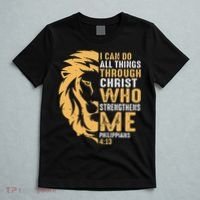Christian I Can Do All Things Through Christ Lion Faith T-Shirt thumb 5