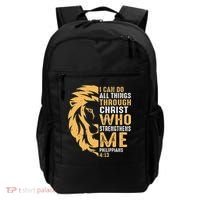 Christian I Can Do All Things Through Christ Lion Faith Backpack thumb 0