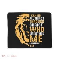 Christian I Can Do All Things Through Christ Lion Faith Mousepad thumb 0