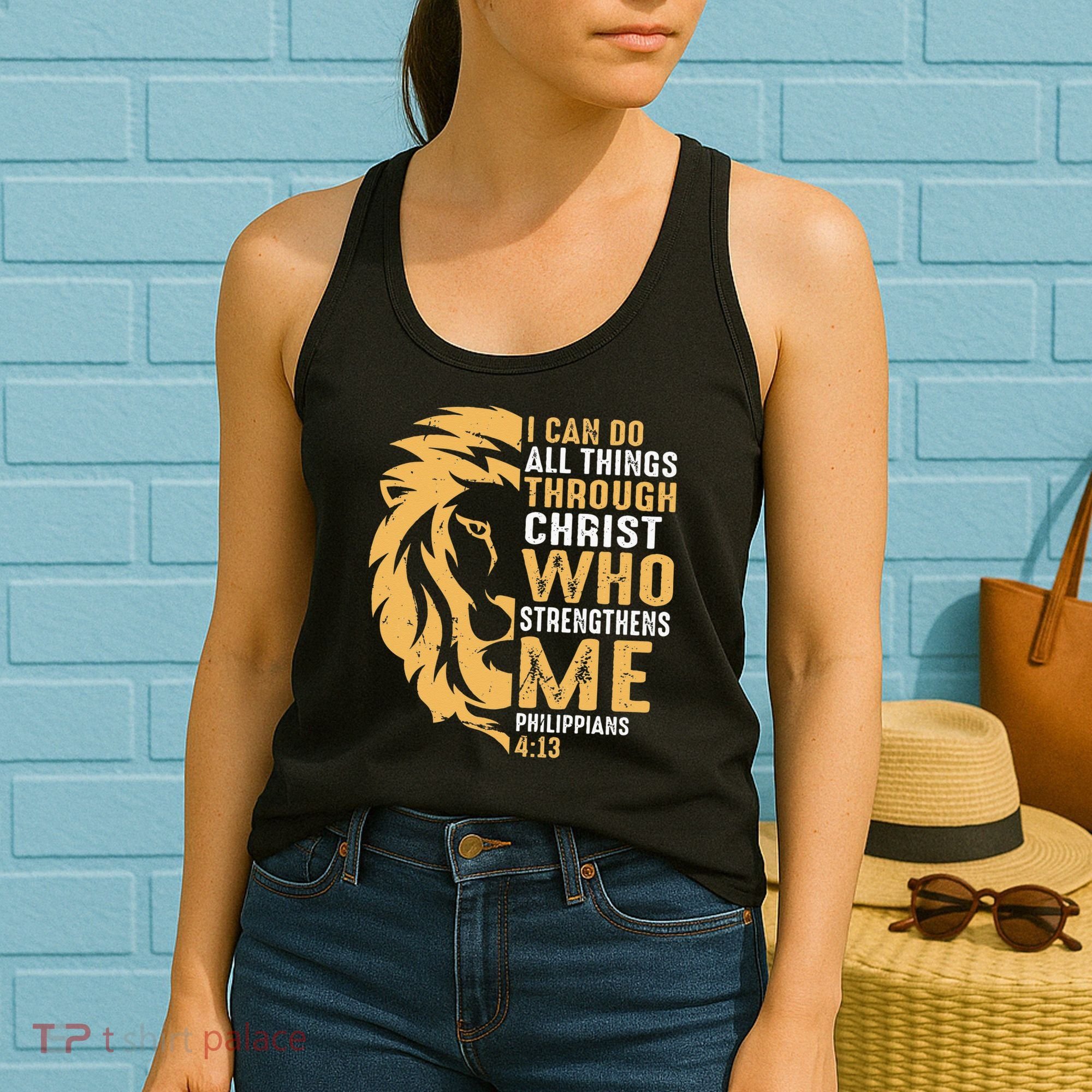 Christian I Can Do All Things Through Christ Lion Faith Women's Tank Top