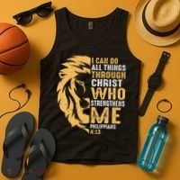 Christian I Can Do All Things Through Christ Lion Faith Tank Top thumb 4