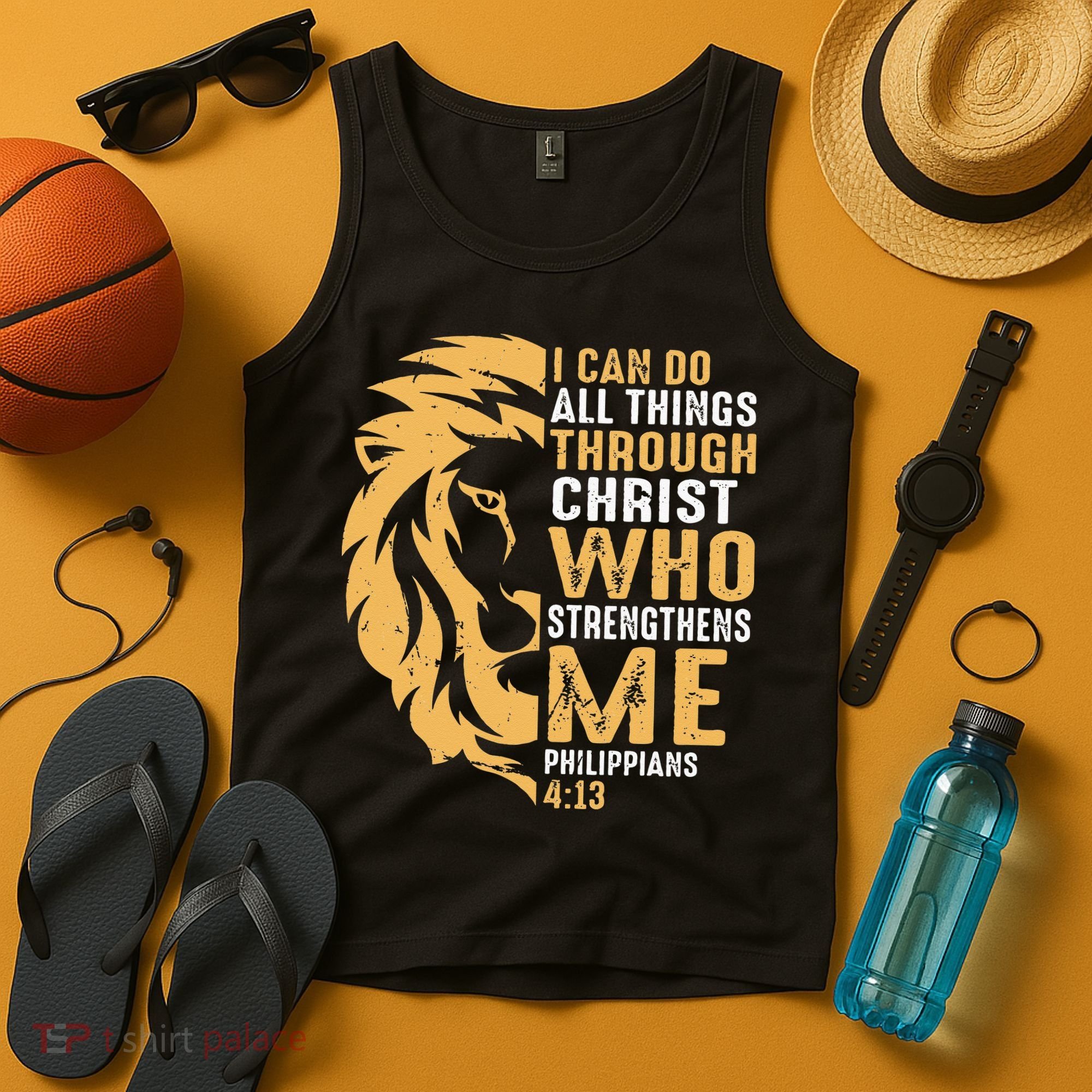 Christian I Can Do All Things Through Christ Lion Faith Tank Top