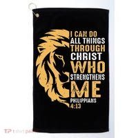 Christian I Can Do All Things Through Christ Lion Faith Golf Towel thumb 0
