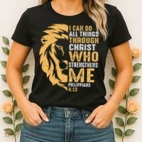 Christian I Can Do All Things Through Christ Lion Faith Women's T-Shirt thumb 2