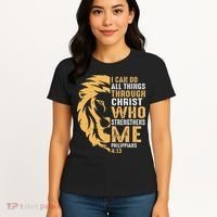 Christian I Can Do All Things Through Christ Lion Faith Women's T-Shirt thumb 4