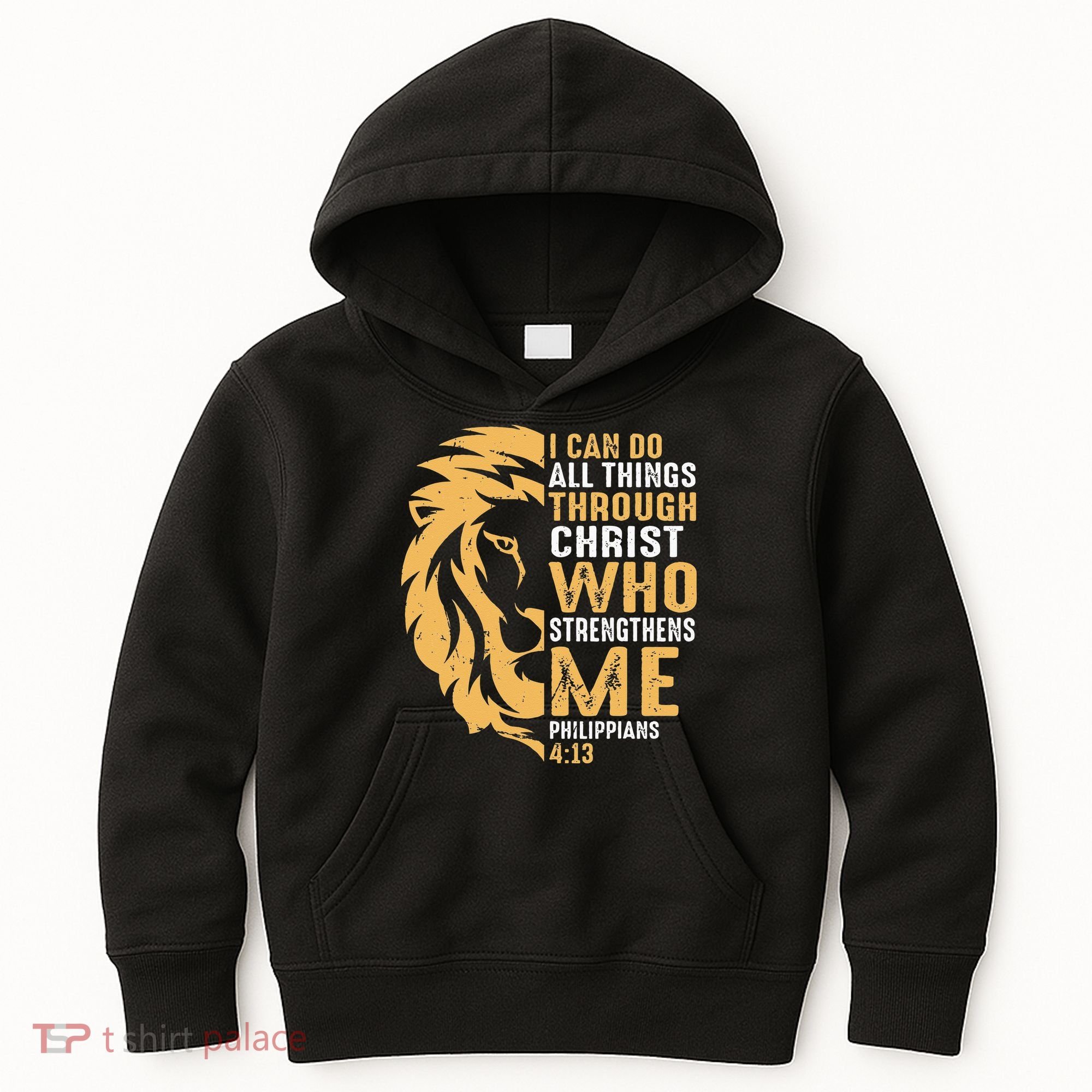 Christian I Can Do All Things Through Christ Lion Faith Kids Hoodie