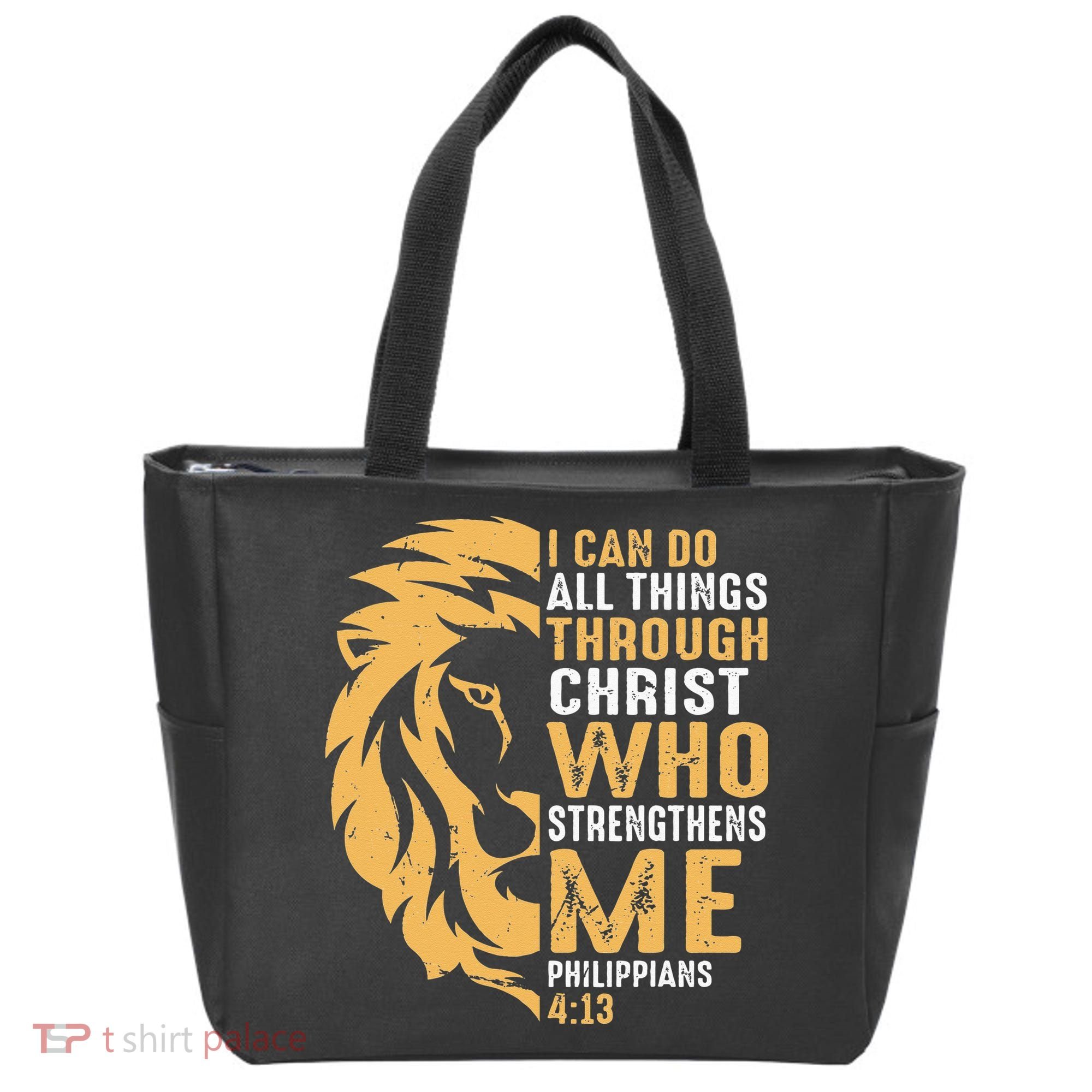 Christian I Can Do All Things Through Christ Lion Faith Tote Bag