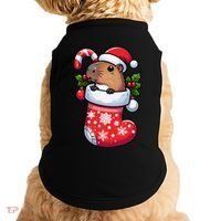 Capybara In Christmas Stocking Candy Cane Santa Hat Pajama Doggie Tank thumb 0