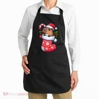 Capybara In Christmas Stocking Candy Cane Santa Hat Pajama Apron thumb 2