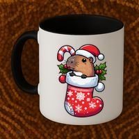 Capybara In Christmas Stocking Candy Cane Santa Hat Pajama Coffee Mug thumb 2
