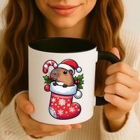 Capybara In Christmas Stocking Candy Cane Santa Hat Pajama Coffee Mug thumb 3
