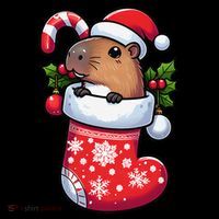 Capybara In Christmas Stocking Candy Cane Santa Hat Pajama Women's Hoodie thumb 2