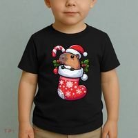Capybara In Christmas Stocking Candy Cane Santa Hat Pajama Toddler T-Shirt thumb 2