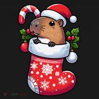 Capybara In Christmas Stocking Candy Cane Santa Hat Pajama Visor thumb 3