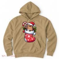 Capybara In Christmas Stocking Candy Cane Santa Hat Pajama Hoodie thumb 0