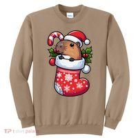 Capybara In Christmas Stocking Candy Cane Santa Hat Pajama Sweatshirt thumb 0