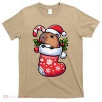 Capybara In Christmas Stocking Candy Cane Santa Hat Pajama T-Shirt thumb 0