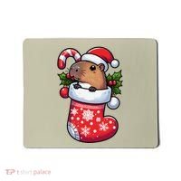 Capybara In Christmas Stocking Candy Cane Santa Hat Pajama Mousepad thumb 0