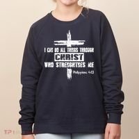 Christian I Can Do All Things Through Cross Jesus Religious Women's Sweatshirt thumb 0
