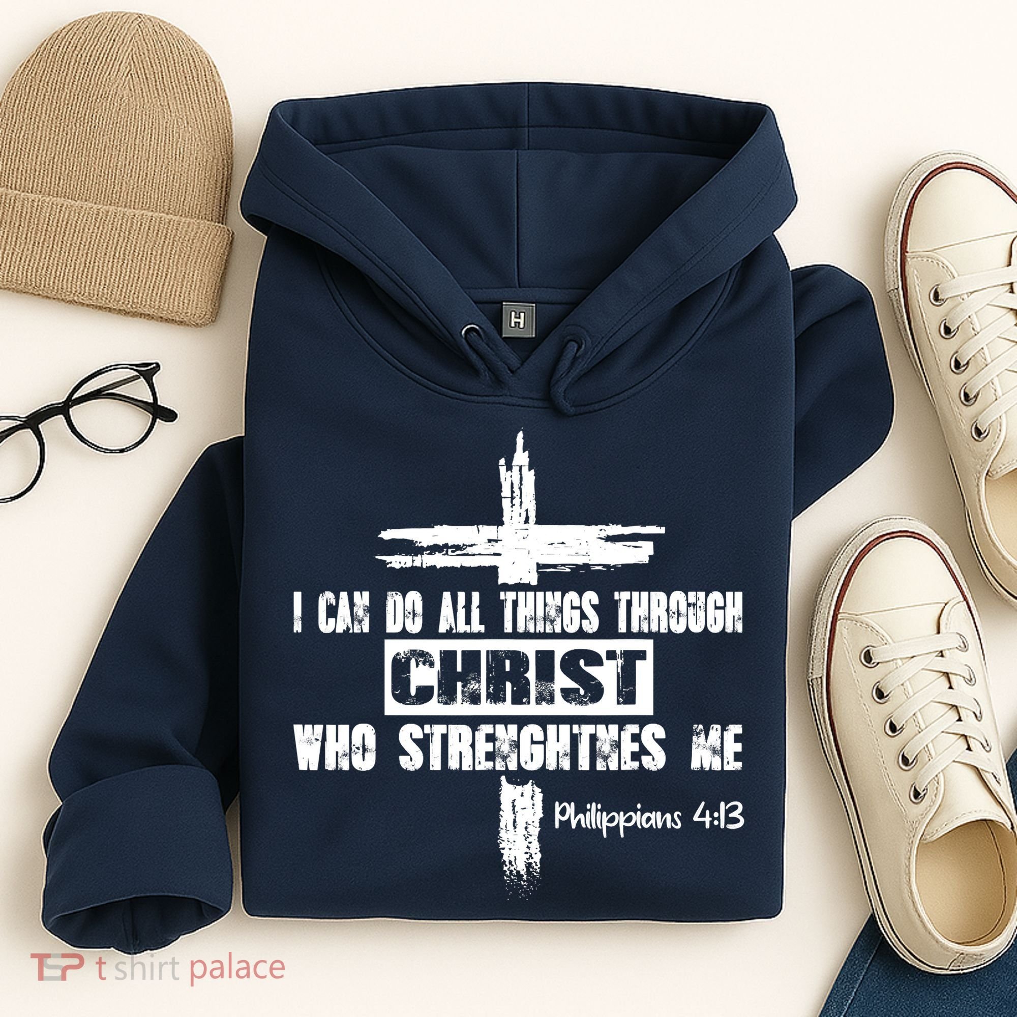 Christian I Can Do All Things Through Cross Jesus Religious Hoodie