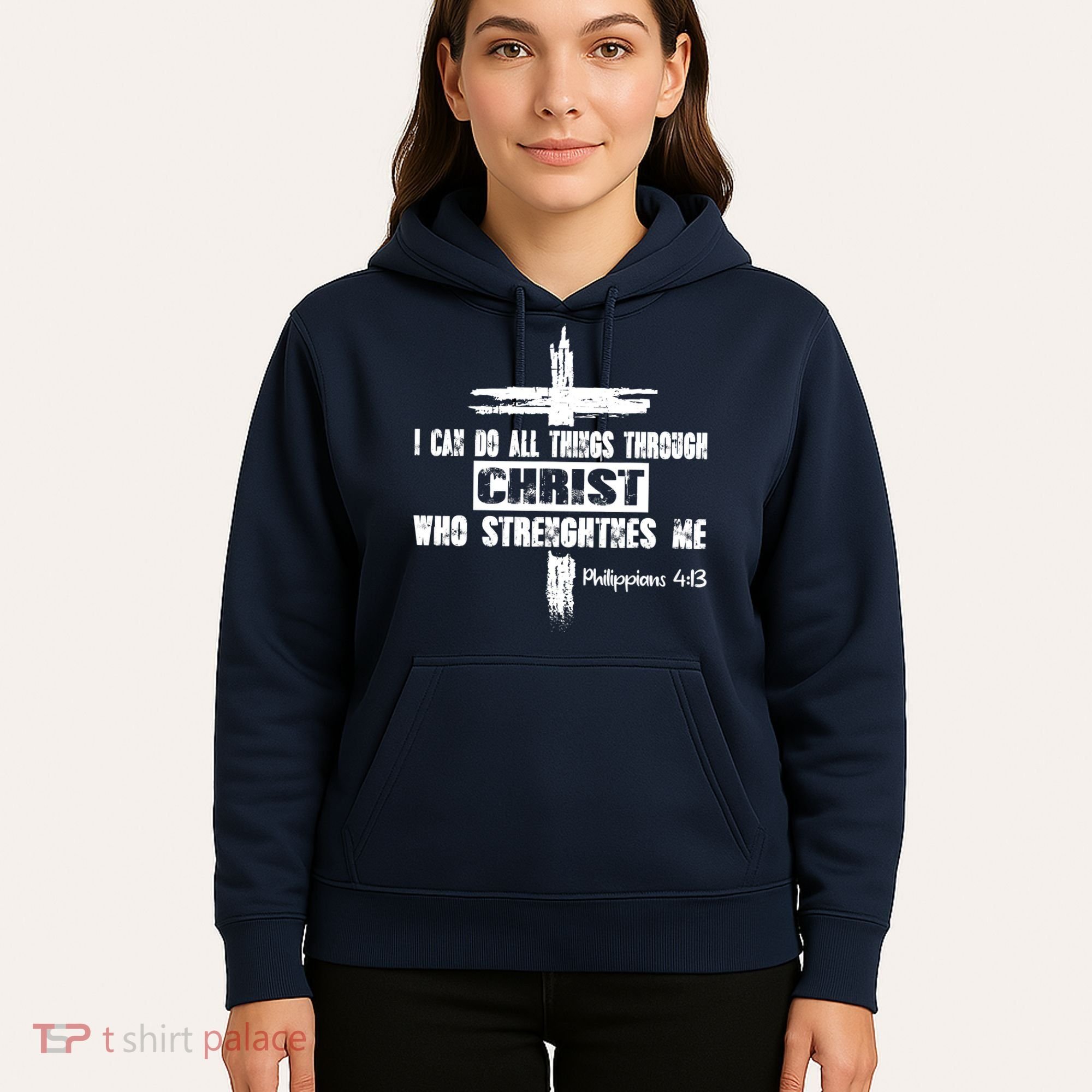 Christian I Can Do All Things Through Cross Jesus Religious Hoodie