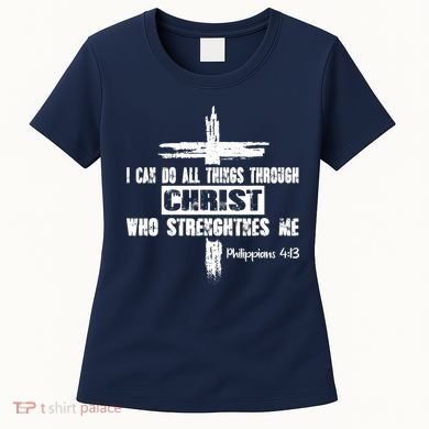 Christian I Can Do All Things Through Cross Jesus Religious Women's T-Shirt