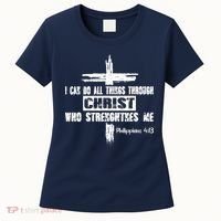Christian I Can Do All Things Through Cross Jesus Religious Women's T-Shirt thumb 0