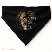 Christian I Can Do All Things Through Christ Lion Faith USA-Made Doggie Bandana thumb 0