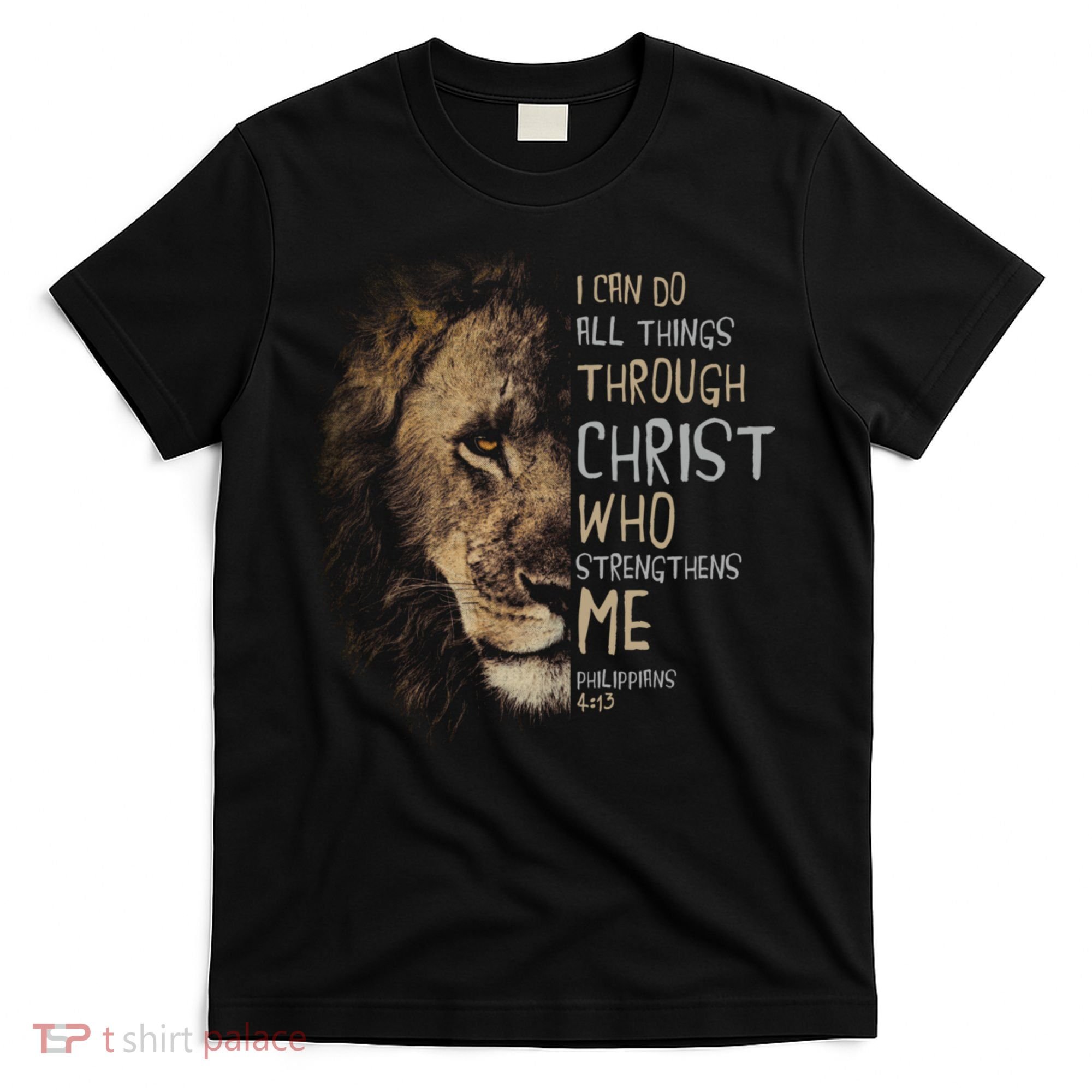 Christian I Can Do All Things Through Christ Lion Faith T-Shirt