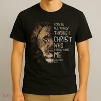 Christian I Can Do All Things Through Christ Lion Faith T-Shirt thumb 3
