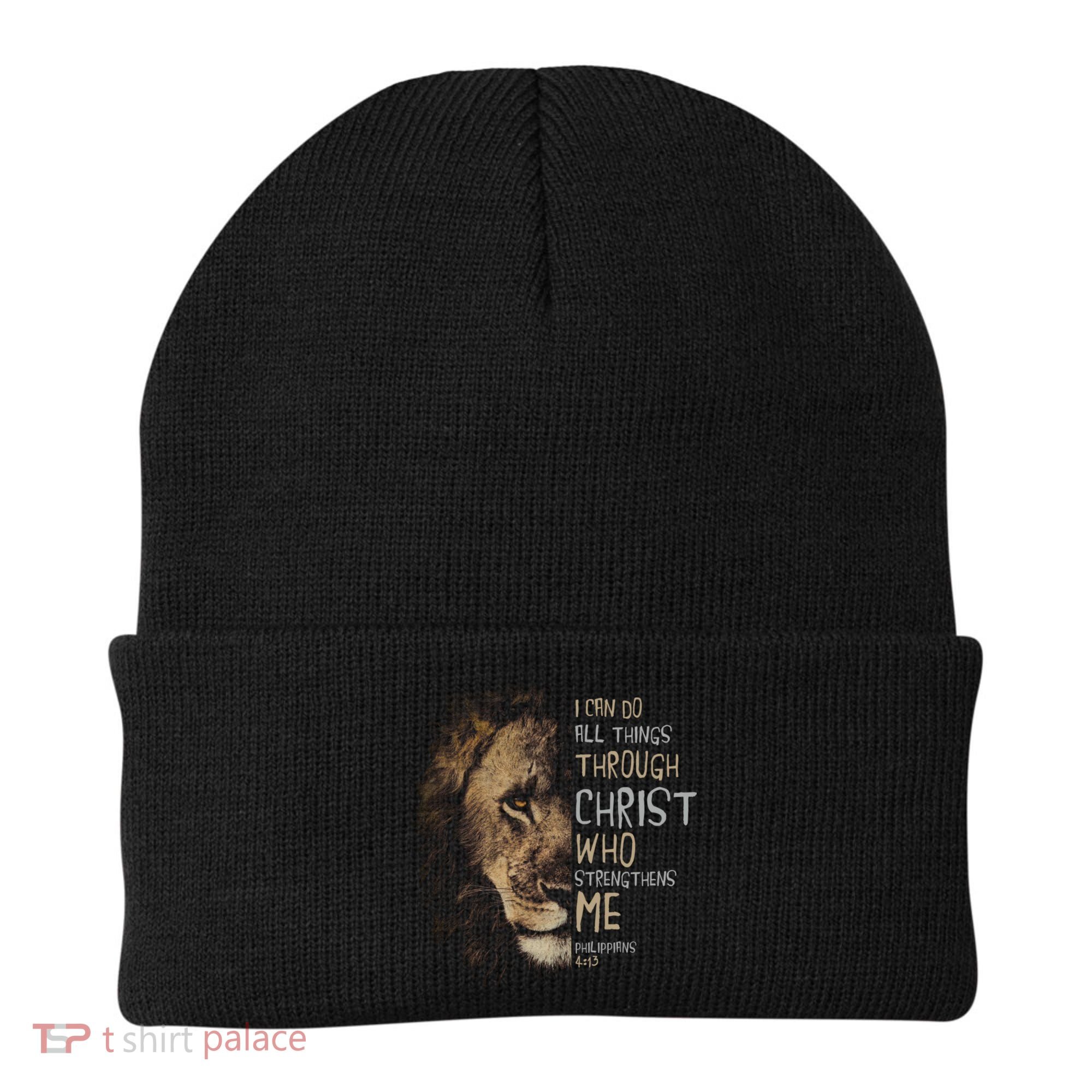 Christian I Can Do All Things Through Christ Lion Faith Beanie