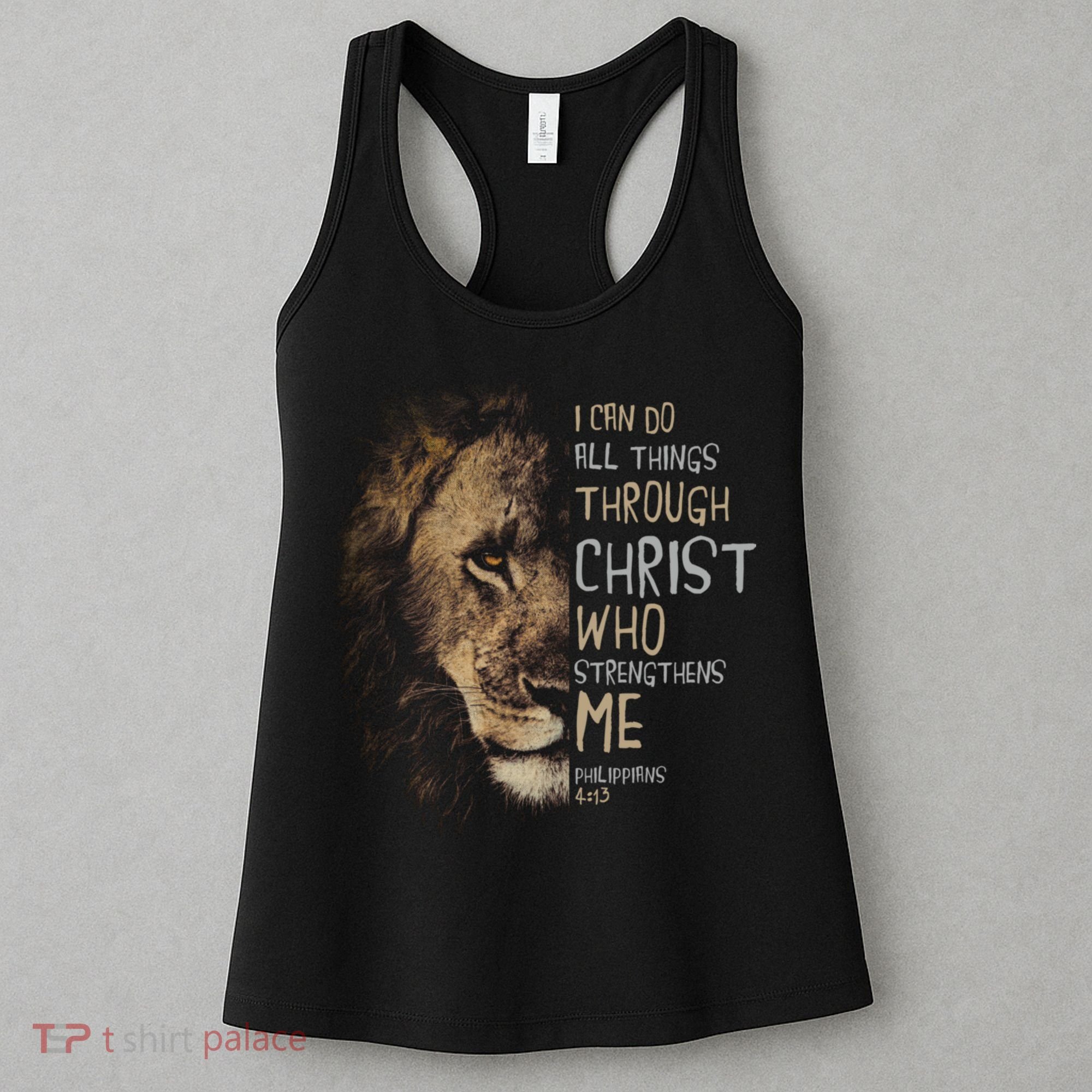 Christian I Can Do All Things Through Christ Lion Faith Women's Tank Top