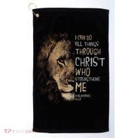 Christian I Can Do All Things Through Christ Lion Faith Golf Towel thumb 0