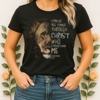 Christian I Can Do All Things Through Christ Lion Faith Women's T-Shirt thumb 2