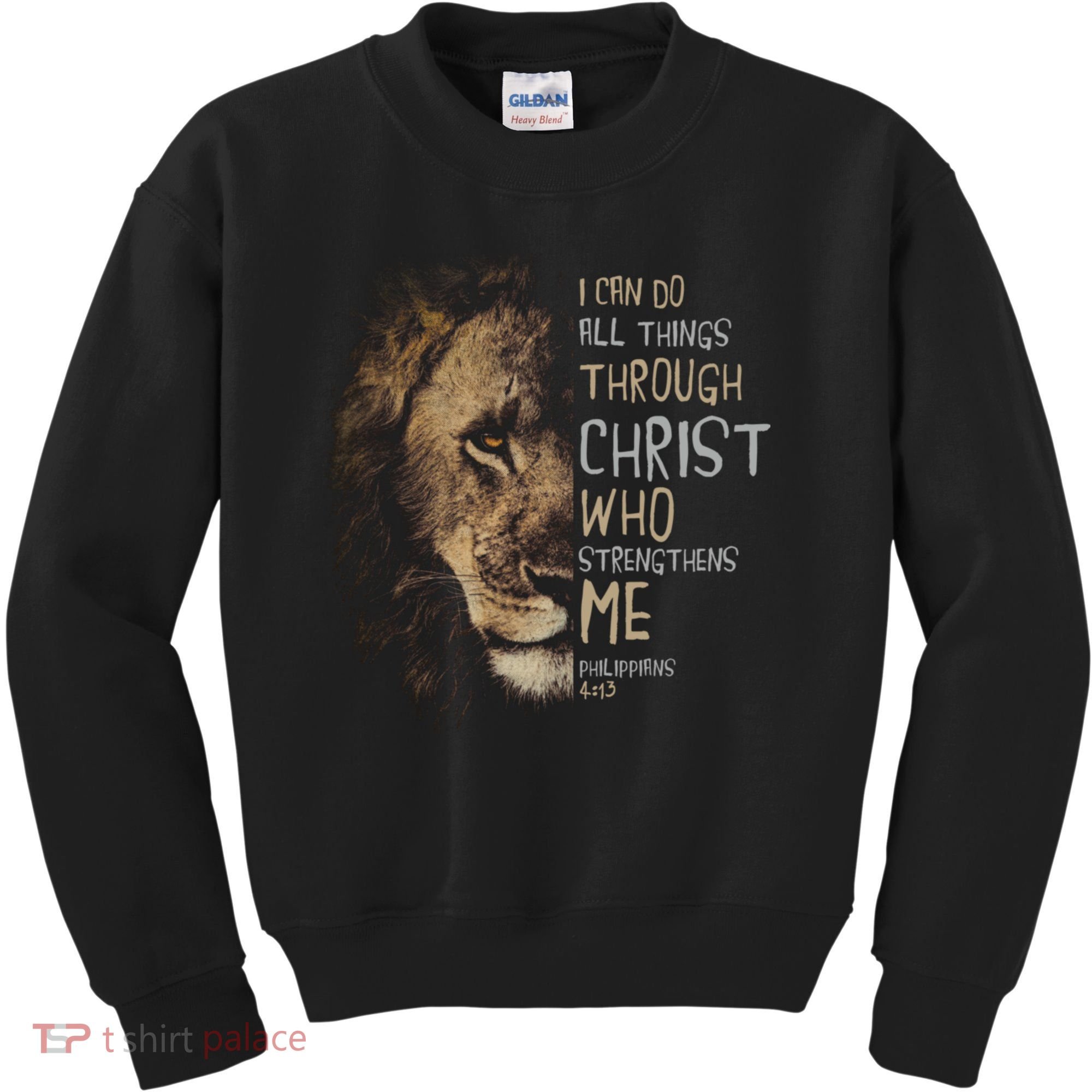 Christian I Can Do All Things Through Christ Lion Faith Kids Sweatshirt