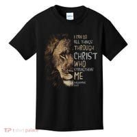 Christian I Can Do All Things Through Christ Lion Faith Kids T-Shirt thumb 0